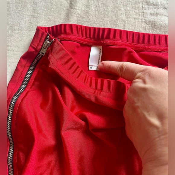 American Apparel Nylon Tricot, Full Length Side Zip Leggings in Red, size M. - Picture 2 of 5